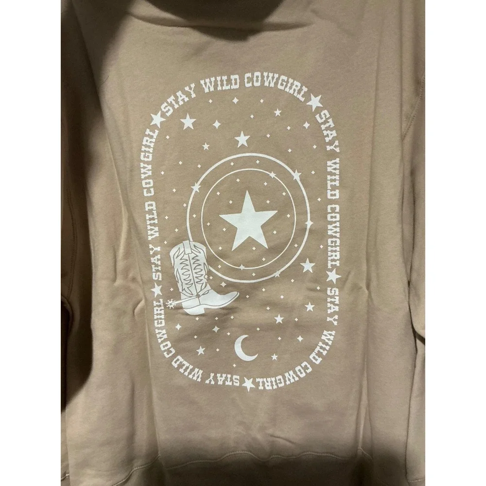 Wild Fable Womens Tan Stay Wild Cowgirl Graphic Hoodie Sweatshirt Size S - Picture 5 of 5